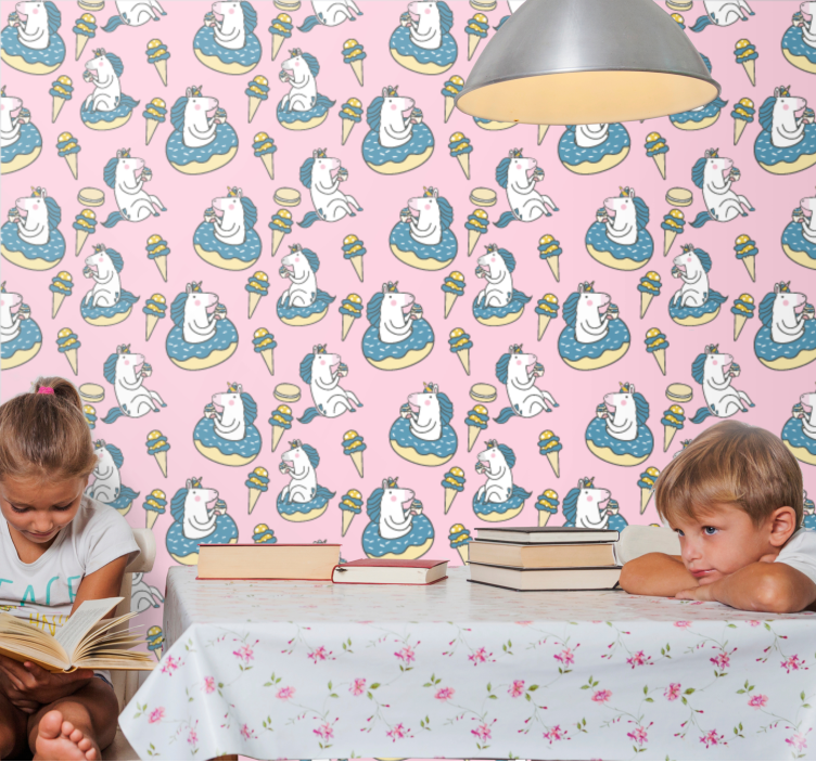 艺术墙纸 独角兽泳池派对 - TenStickers