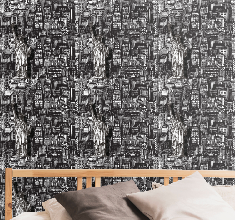 城市墙纸 雕像城市拼贴 - TenStickers