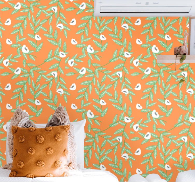 墙纸花卉植物叶片组合 - TenStickers