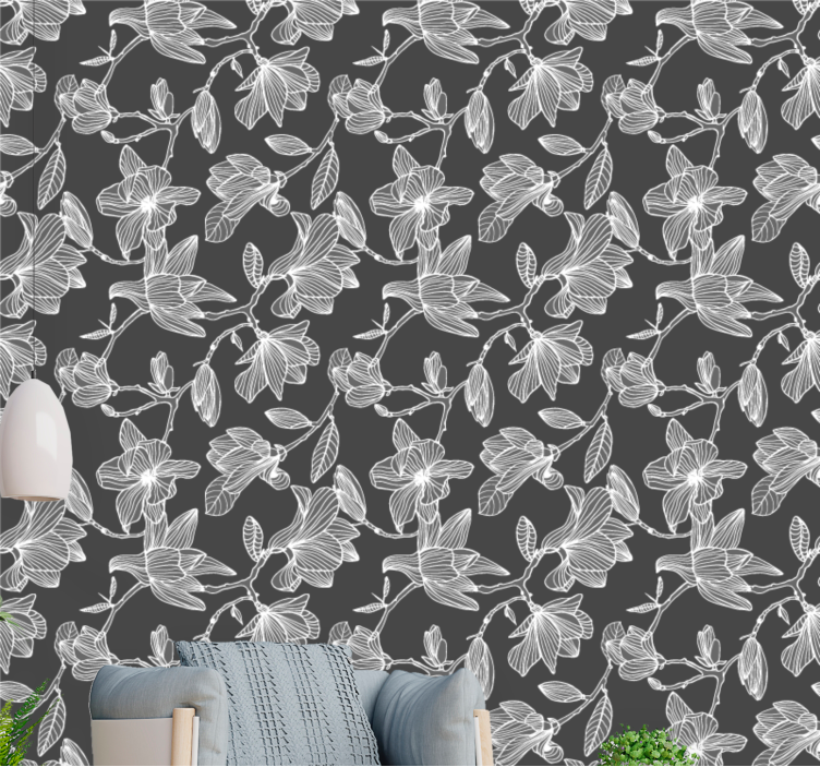 墙纸花卉棕色花朵组合 - TenStickers