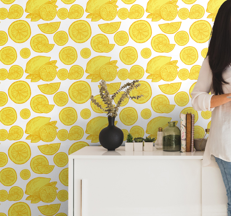 墙纸花卉 柑橘水果片 - TenStickers