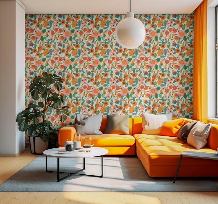 墙纸花卉 花卉插图 - TenStickers