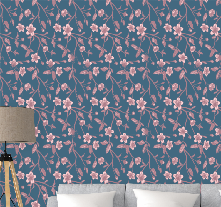 墙纸花卉粉色枝条花朵 - TenStickers