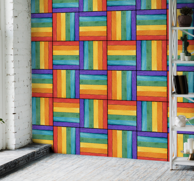 几何墙纸 多彩的几何图案 - TenStickers