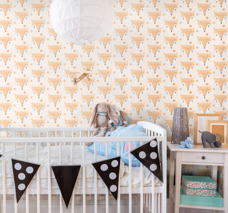 孩子房间墙纸 手绘狐狸 - TenStickers