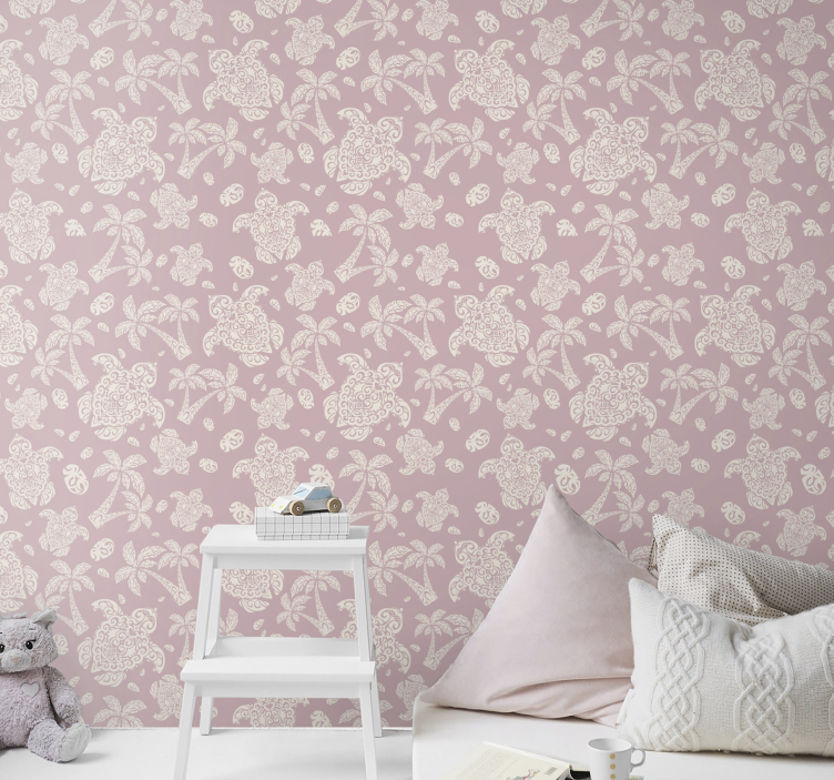 夏威夷龟和棕榈树动物壁纸 - TenStickers