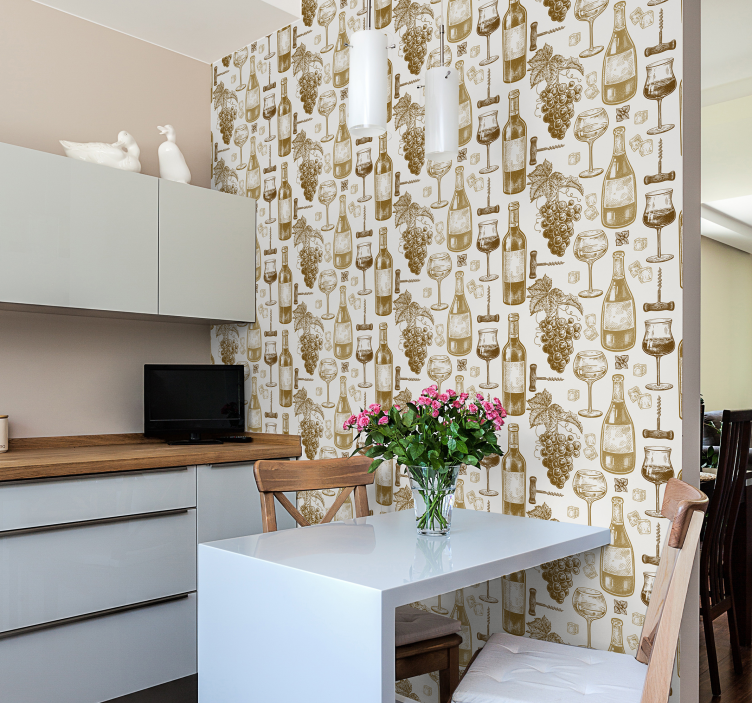 建筑墙纸与酒瓶艺术相结合的完美选择 - TenStickers