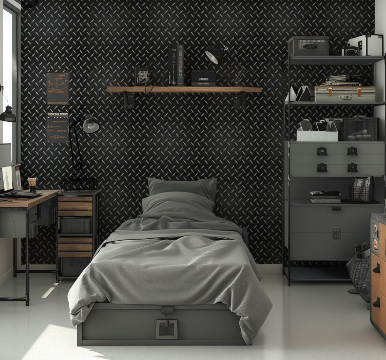 少女房卧室壁纸 钢图案 - TenStickers