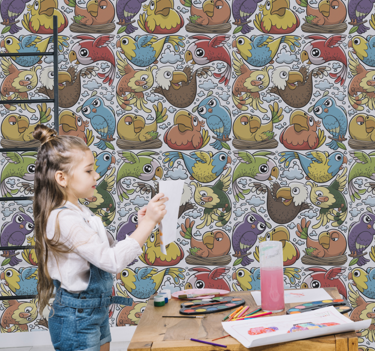 墙纸鸟类 俏皮的鹦鹉图案 - TenStickers