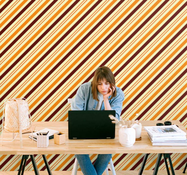 墙纸横条纹 对角条纹图案 - TenStickers